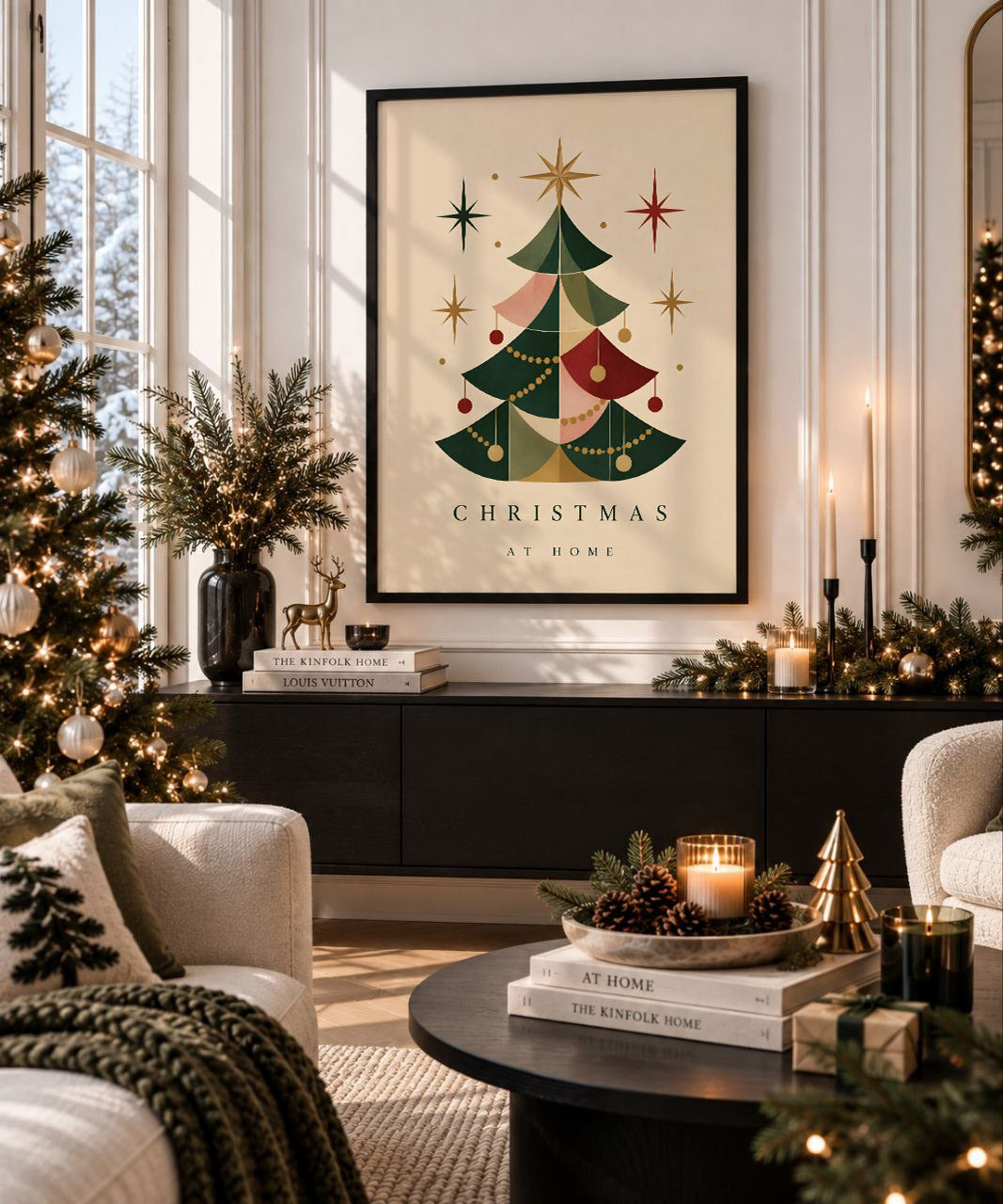 Mid-Century Christmas Tree Print, Retro Holiday Wall Art
