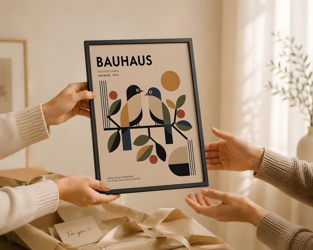 Bauhaus Bird Wall Art, Colourful Birds Poster, Mid Century Modern Print