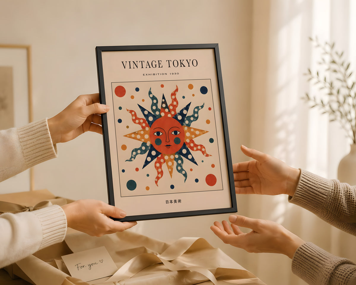 Vintage Polka Dot Tokyo Sun Poster: 1930 Exhibition Art Print