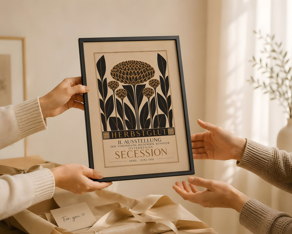 Secession Herbstzeit Exhibition Poster, Art Nouveau Floral Print, Vintage Botanical Flower Wall Art