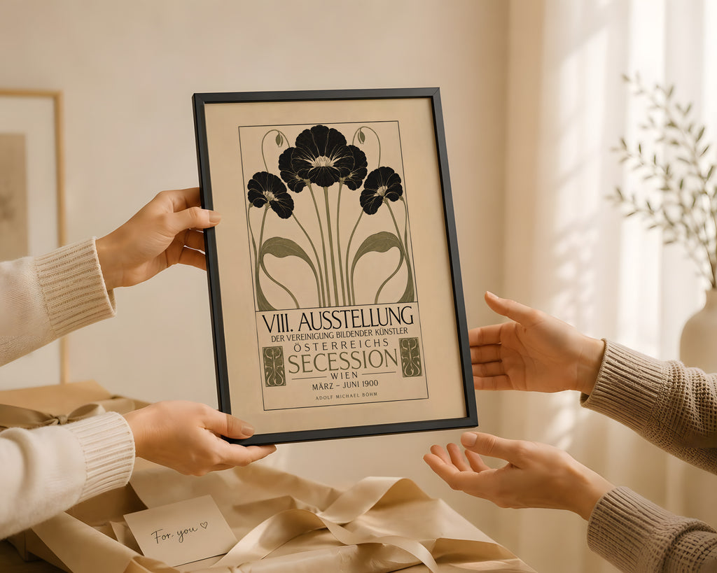 Secession Herbstzeit Exhibition Poster, Art Nouveau Floral Print, Vintage Botanical Flower Wall Art