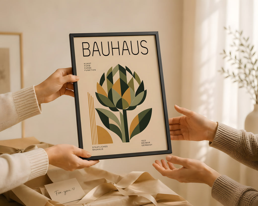 Bauhaus Artichoke Wall Art Print, Geometrical Botanical Art, Mid Century Modern Wall Decor