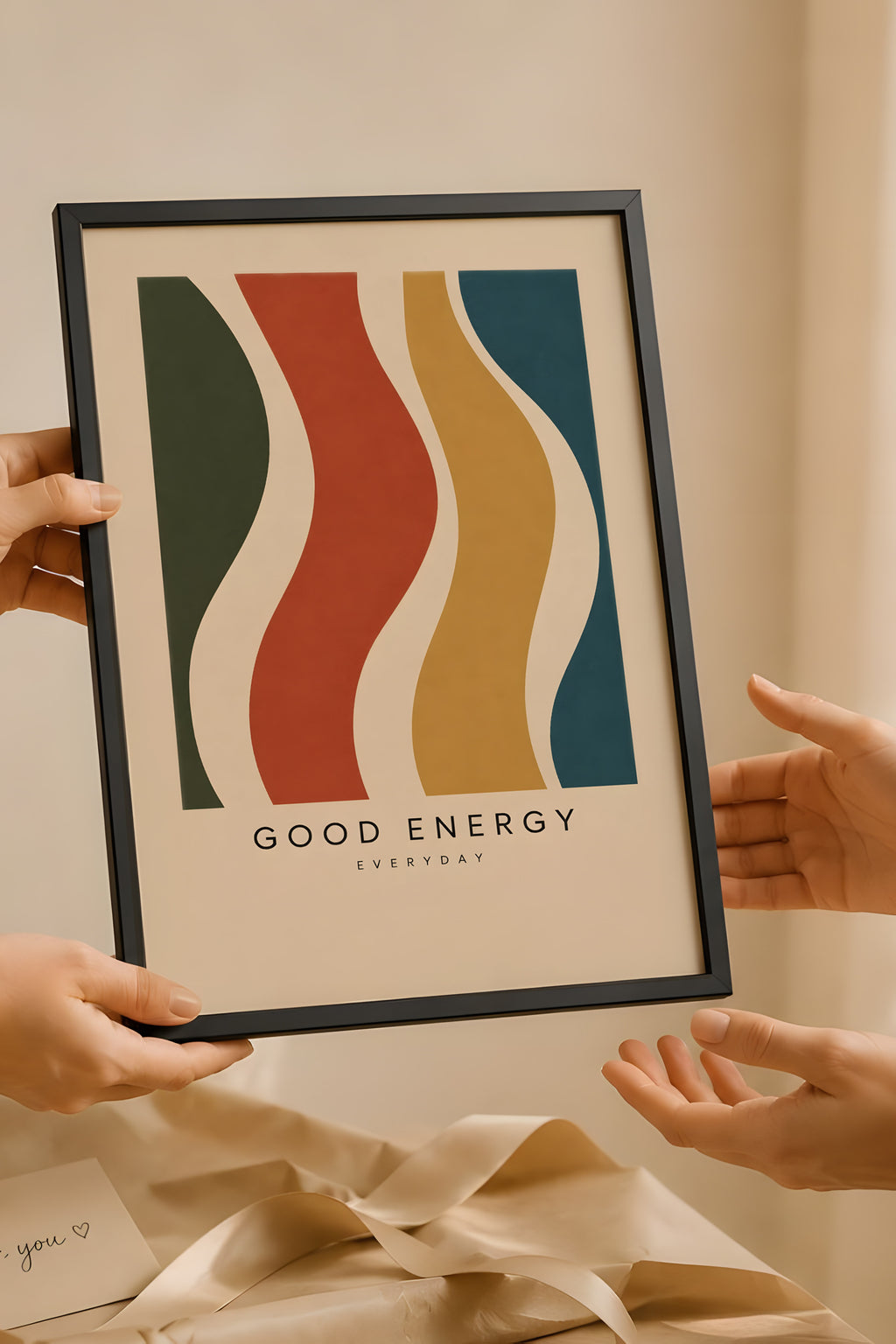 Colourful Abstract Modernist Poster, Wavy Geometric Wall Art, Mid Century Modern Print