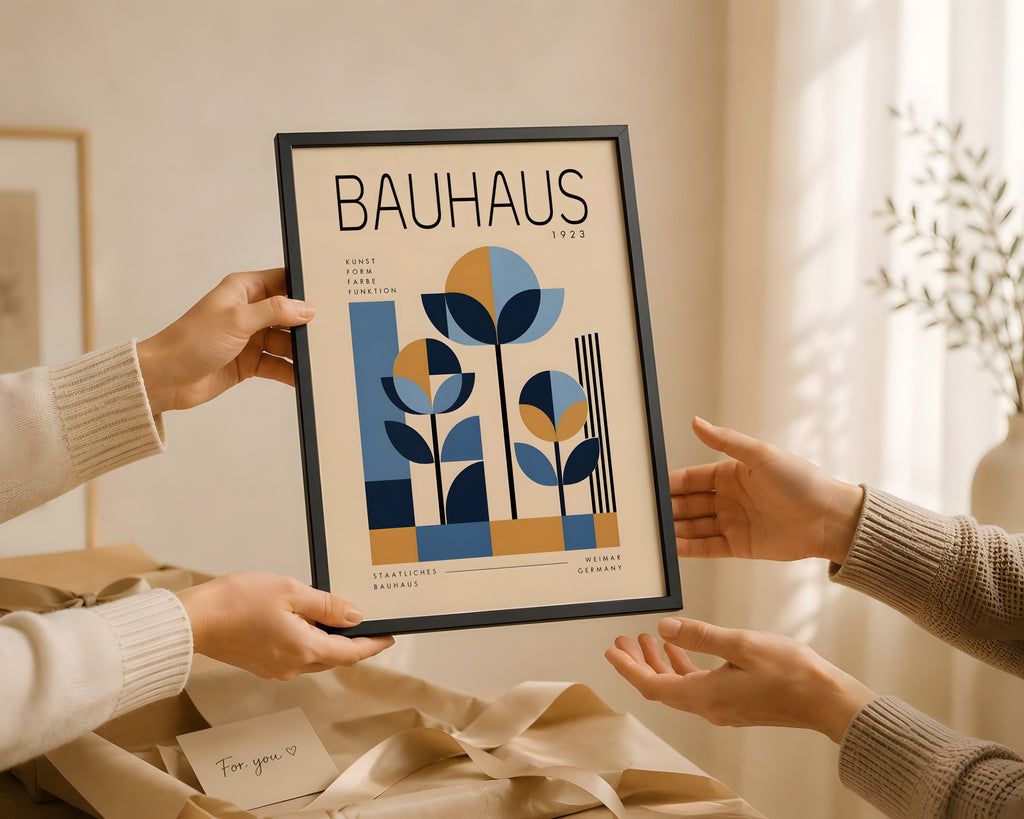 Bauhaus Geometric Poster, Mid Century Botanical Art, Modern Minimalist Wall Decor