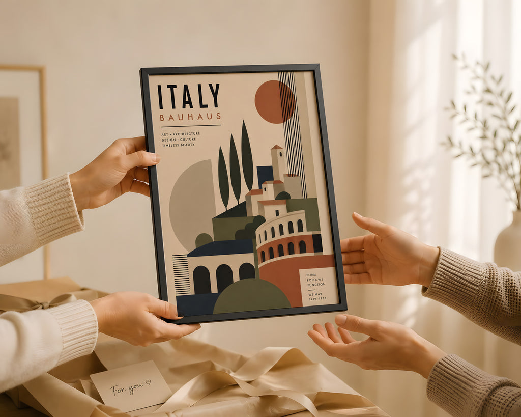 Italy Bauhaus Travel Poster, Minimalist Wall Art Decor