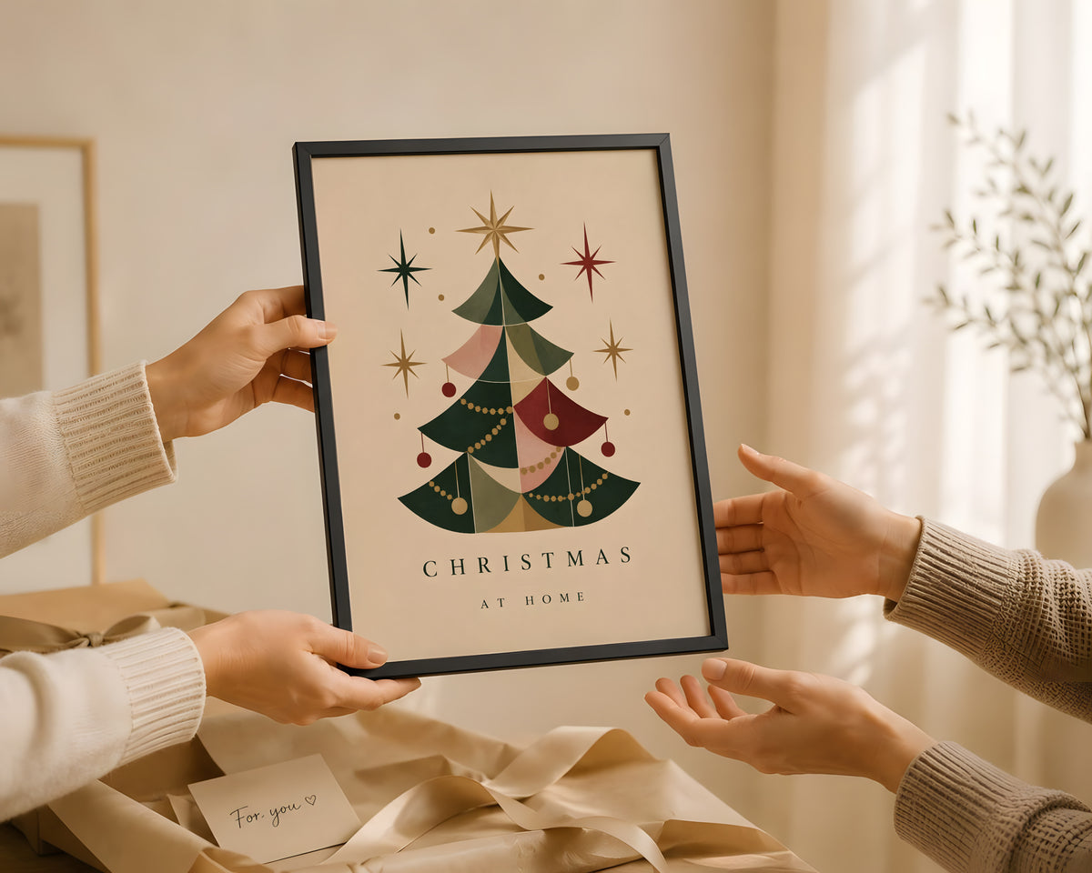 Mid-Century Christmas Tree Print, Retro Holiday Wall Art