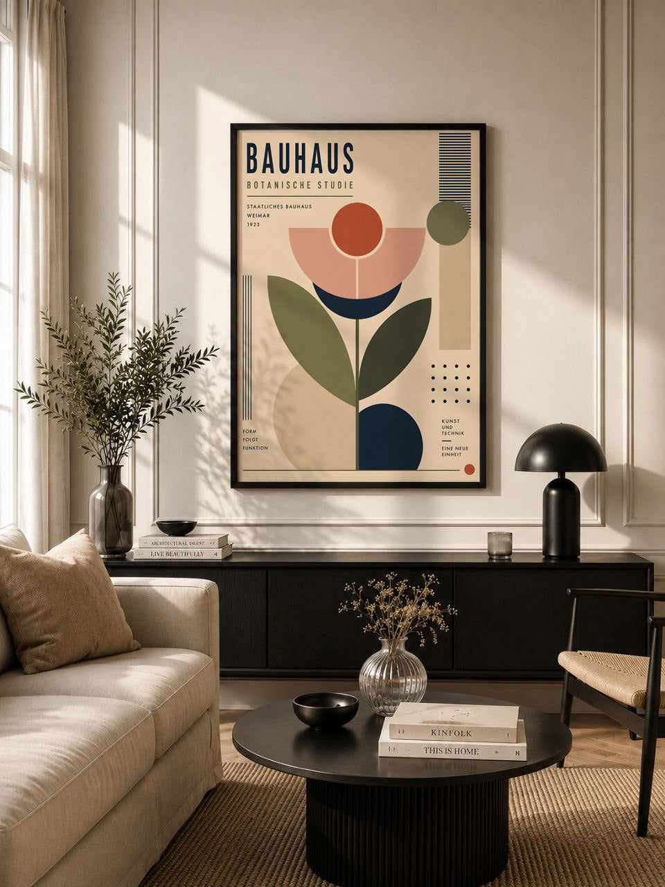 Bauhaus Botanical Art Print, Geometric Plant Wall Art, Home Decor