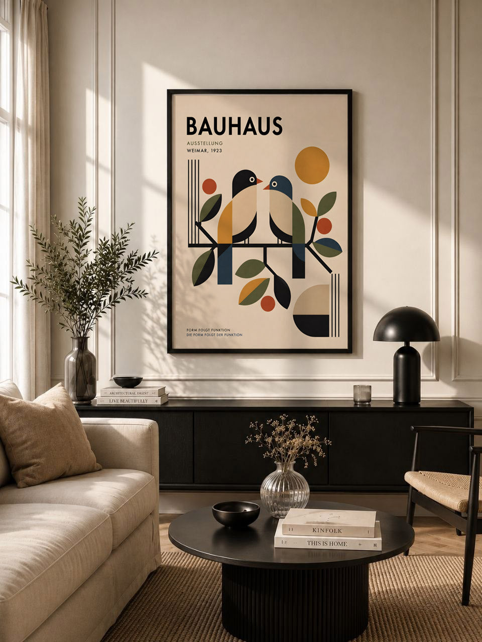 Bauhaus Bird Wall Art, Colourful Birds Poster, Mid Century Modern Print