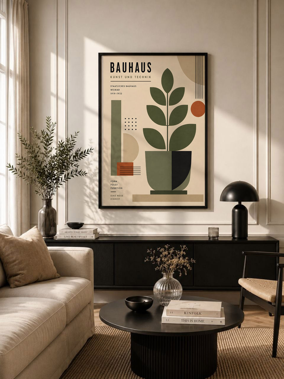 Bauhaus Botanical Art Print, Geometric Plant Wall Art, Home Decor
