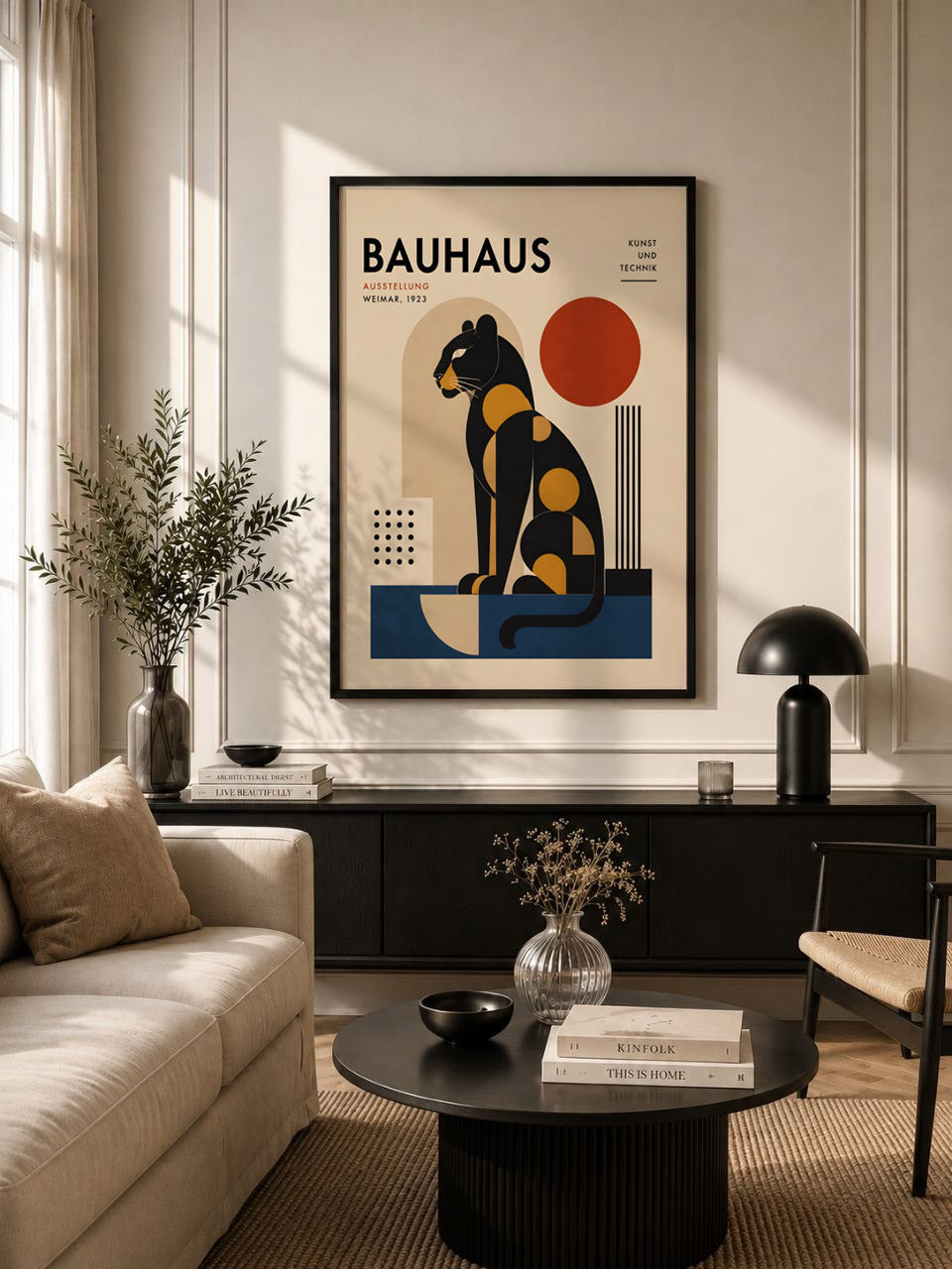 Bauhaus Panther  Poster, Geometric Mid Century Wall Art Decor
