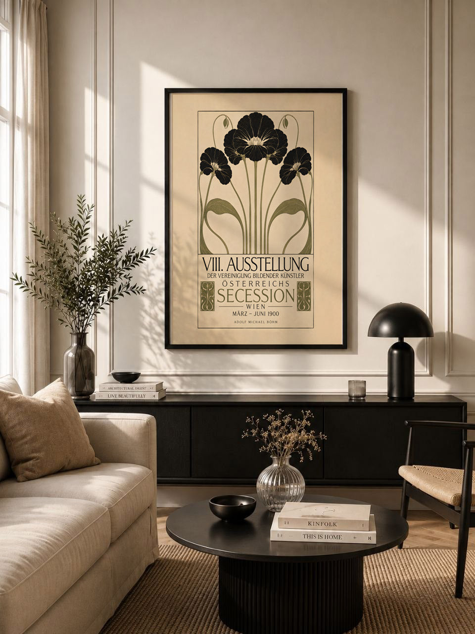 Secession Herbstzeit Exhibition Poster, Art Nouveau Floral Print, Vintage Botanical Flower Wall Art