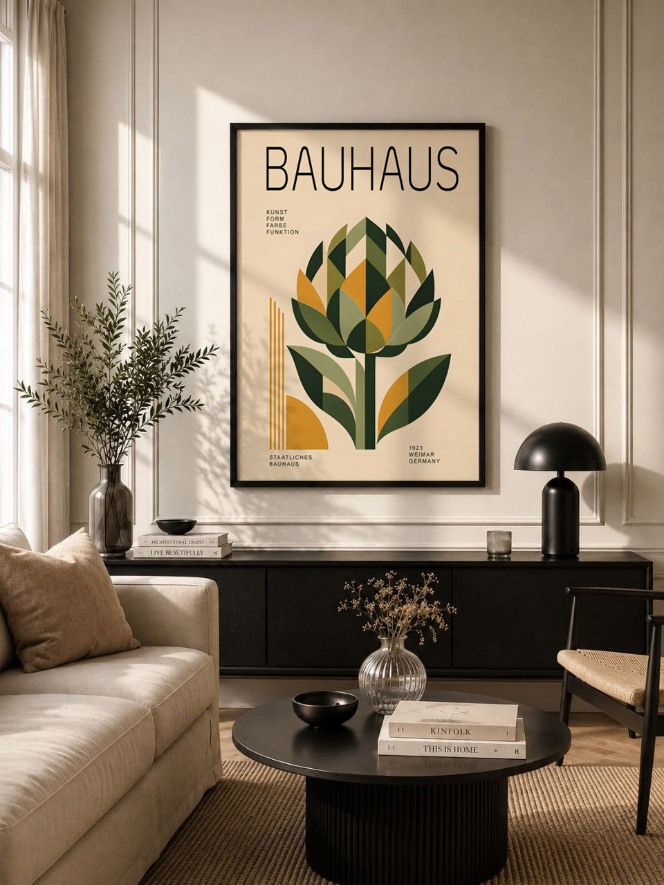 Bauhaus Artichoke Wall Art Print, Geometrical Botanical Art, Mid Century Modern Wall Decor