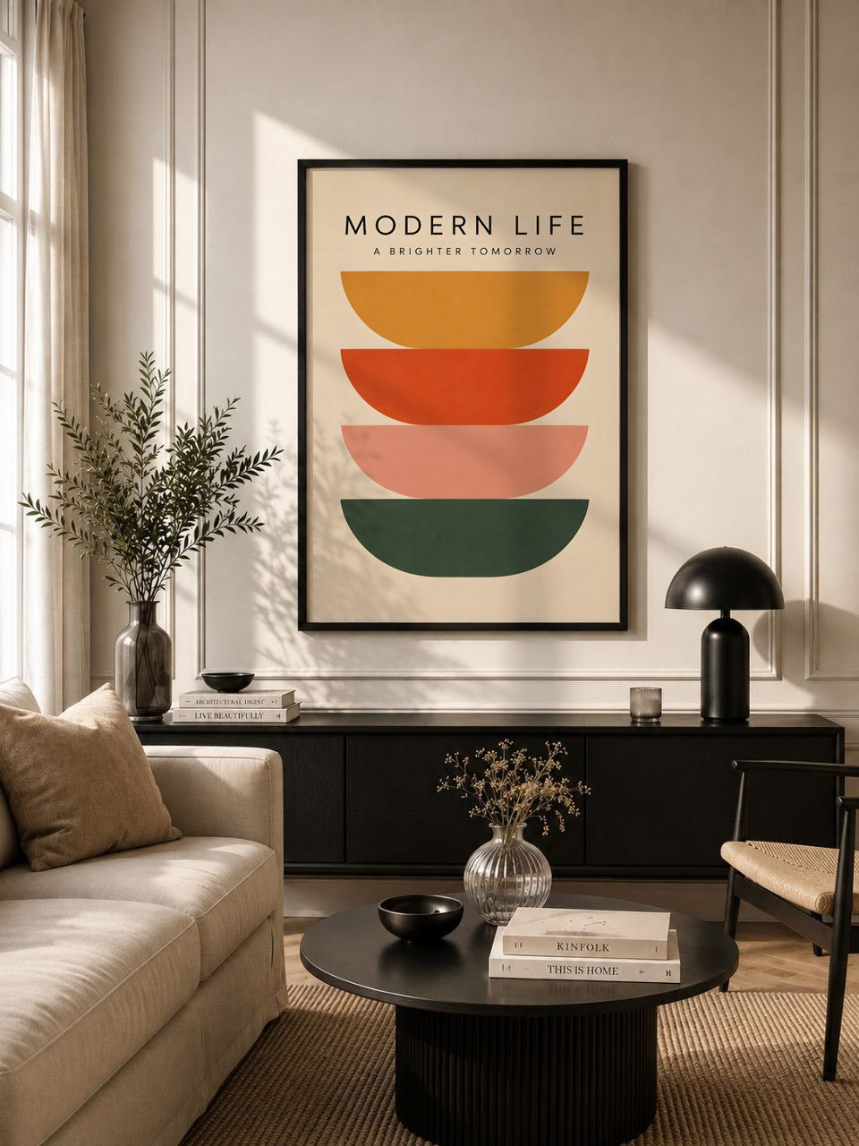 Colourful Geometric Modernist Poster, Mid Century Modern Wall Art
