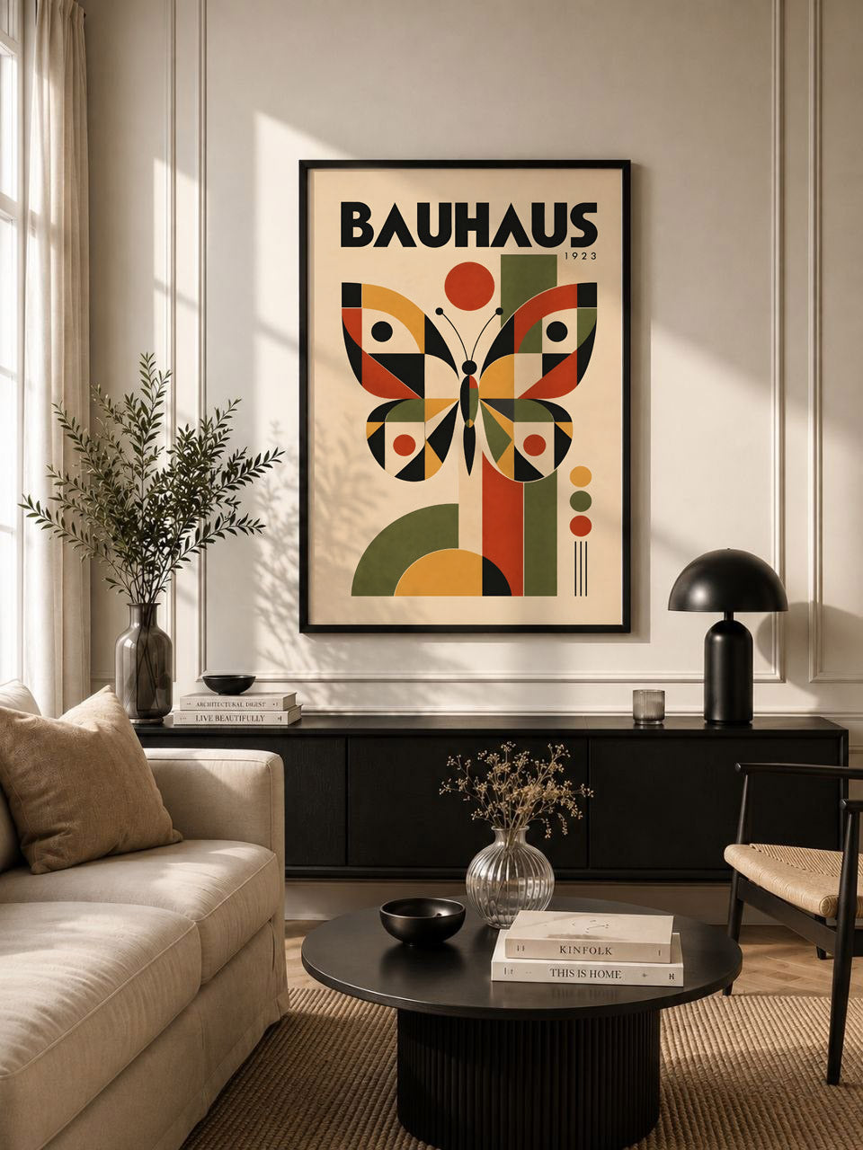 Bauhaus Butterfly Poster, Mid Century Modern Art, Retro Contemporary Art
