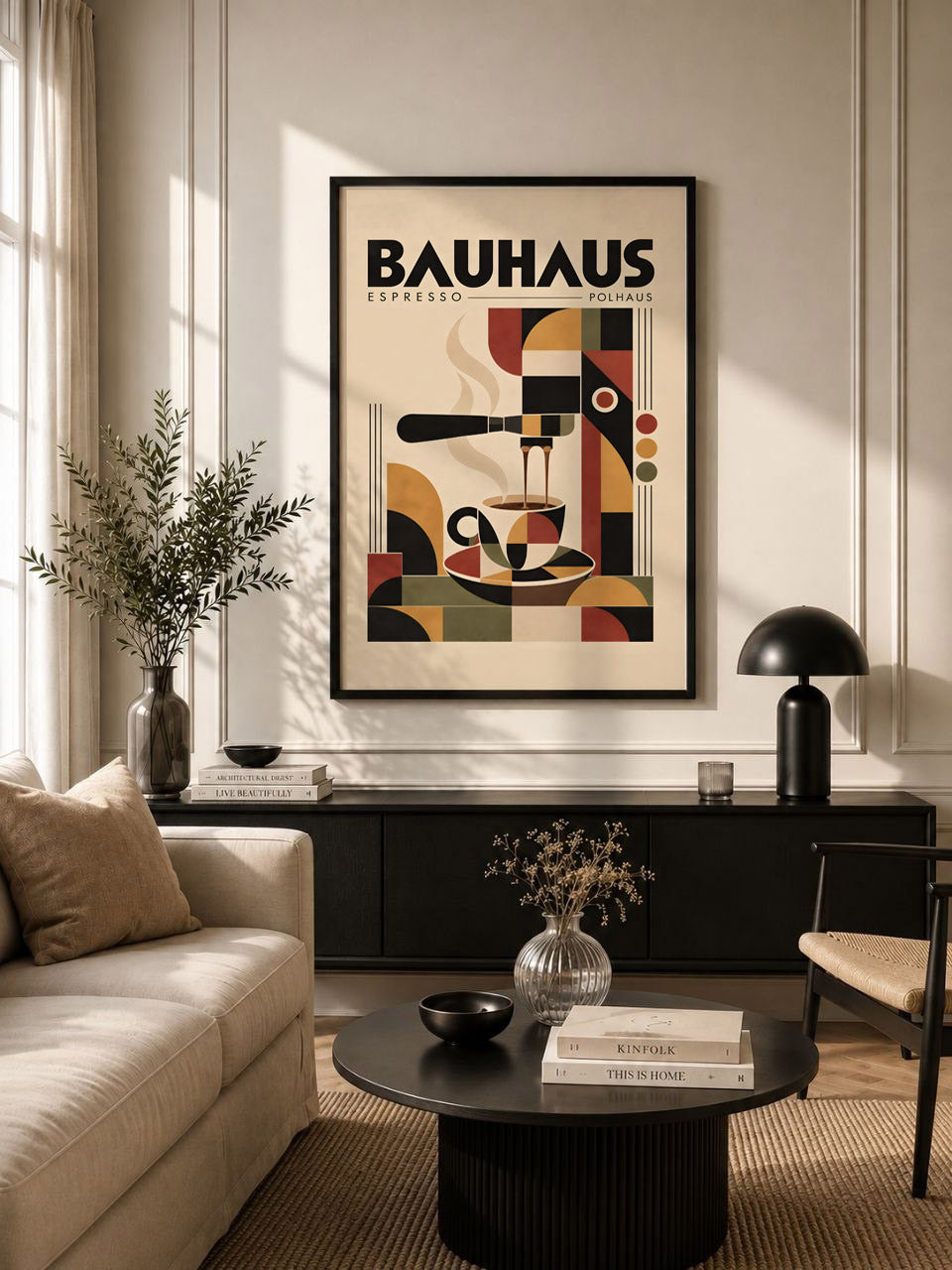 Bauhaus Abstract Art Poster, Geometric Wall Art, Mid Century Modern Print