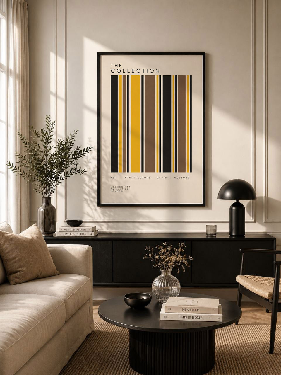 Modernist Geometric Poster, Minimalist Abstract Stripe Wall Art, Mid Century Modern Art