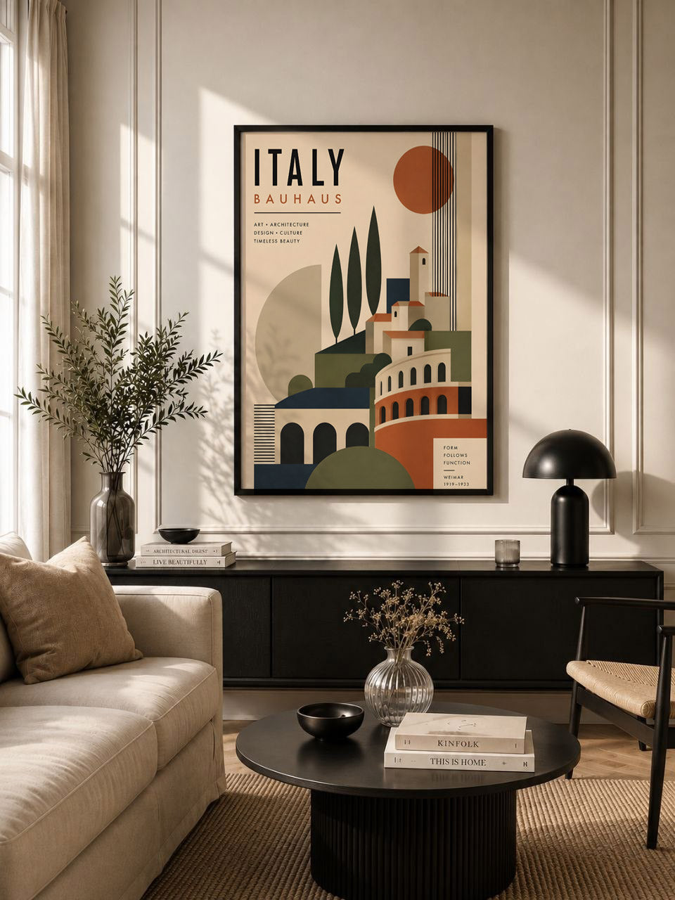Italy Bauhaus Travel Poster, Minimalist Wall Art Decor