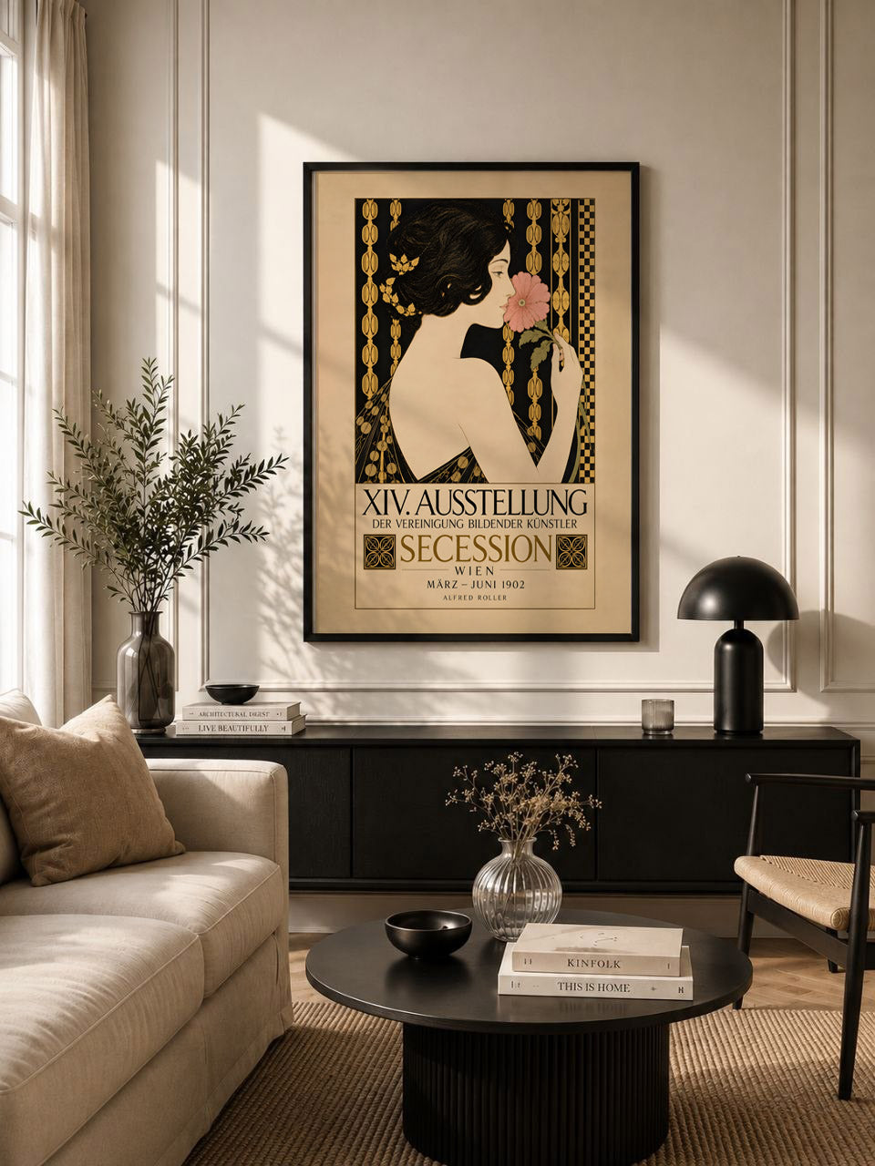 Art Nouveau Floral Wall Decor, Vienna Secession Exhibition Poster