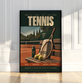 Vintage Tennis Poster, Retro Tennis Art, Teamwork Player Decor