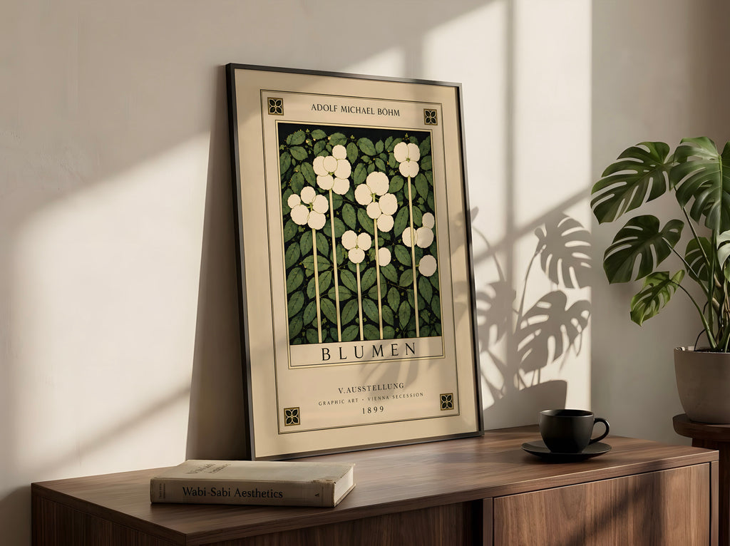 Art Nouveau Floral Wall Decor, Adolf Bohm Blumen Print, Vienna Secession Exhibition Poster
