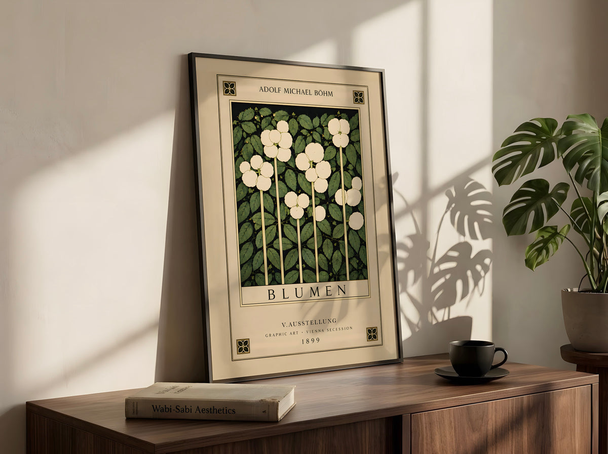 Art Nouveau Floral Wall Decor, Adolf Bohm Blumen Print, Vienna Secession Exhibition Poster