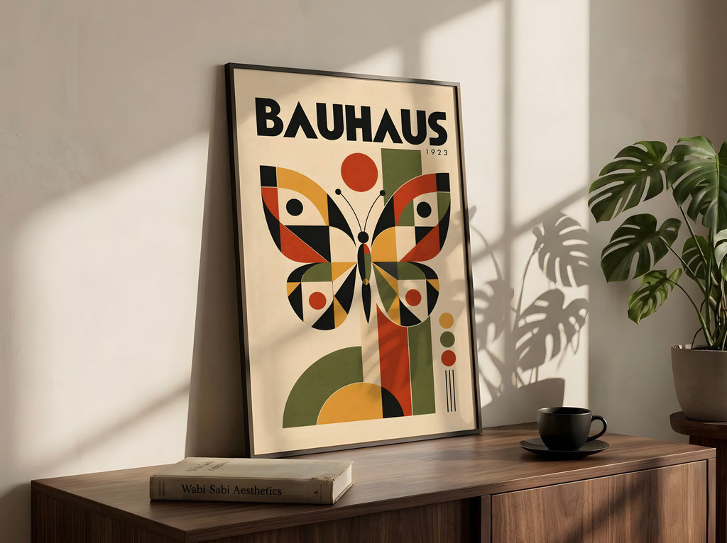 Bauhaus Butterfly Poster, Mid Century Modern Art, Retro Contemporary Art