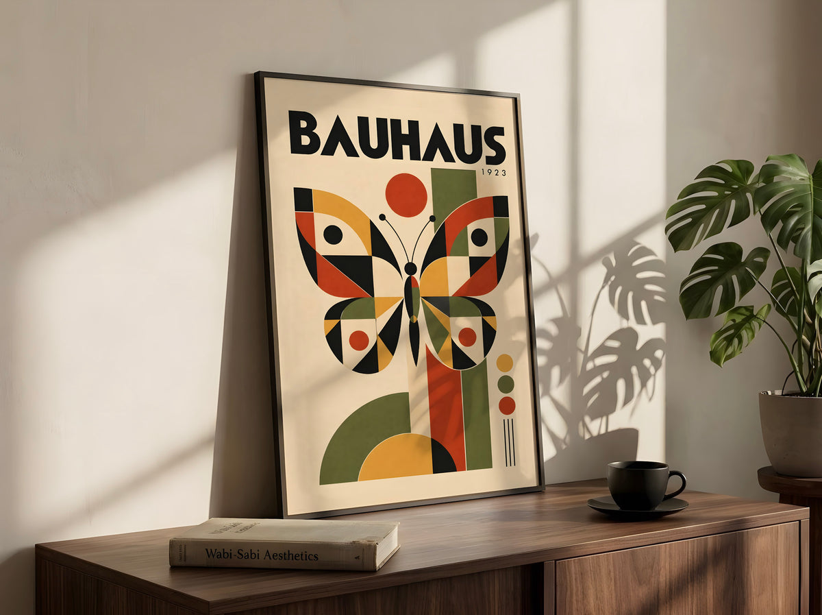 Bauhaus Butterfly Poster, Mid Century Modern Art, Retro Contemporary Art