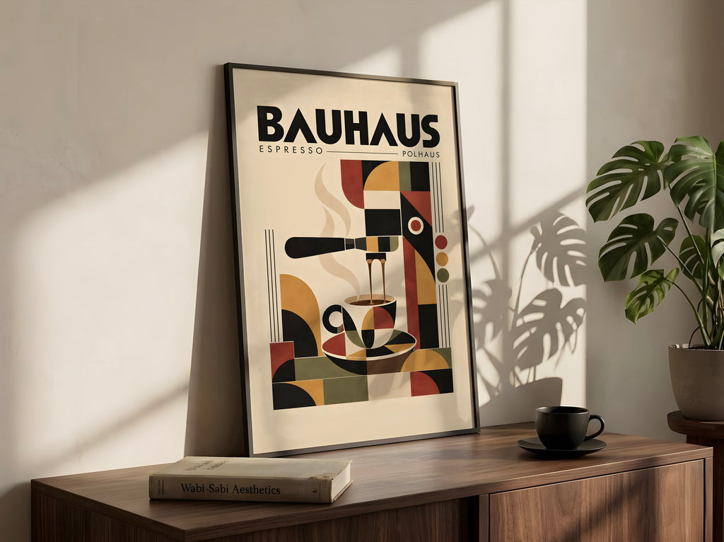 Bauhaus Abstract Art Poster, Geometric Wall Art, Mid Century Modern Print