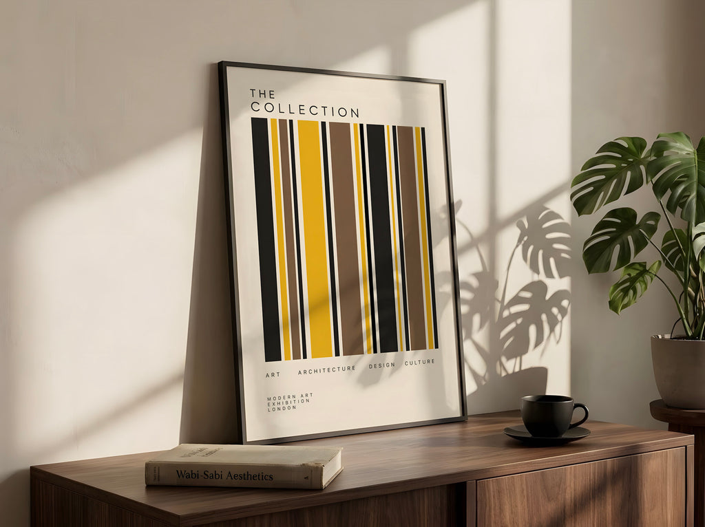 Modernist Geometric Poster, Minimalist Abstract Stripe Wall Art, Mid Century Modern Art