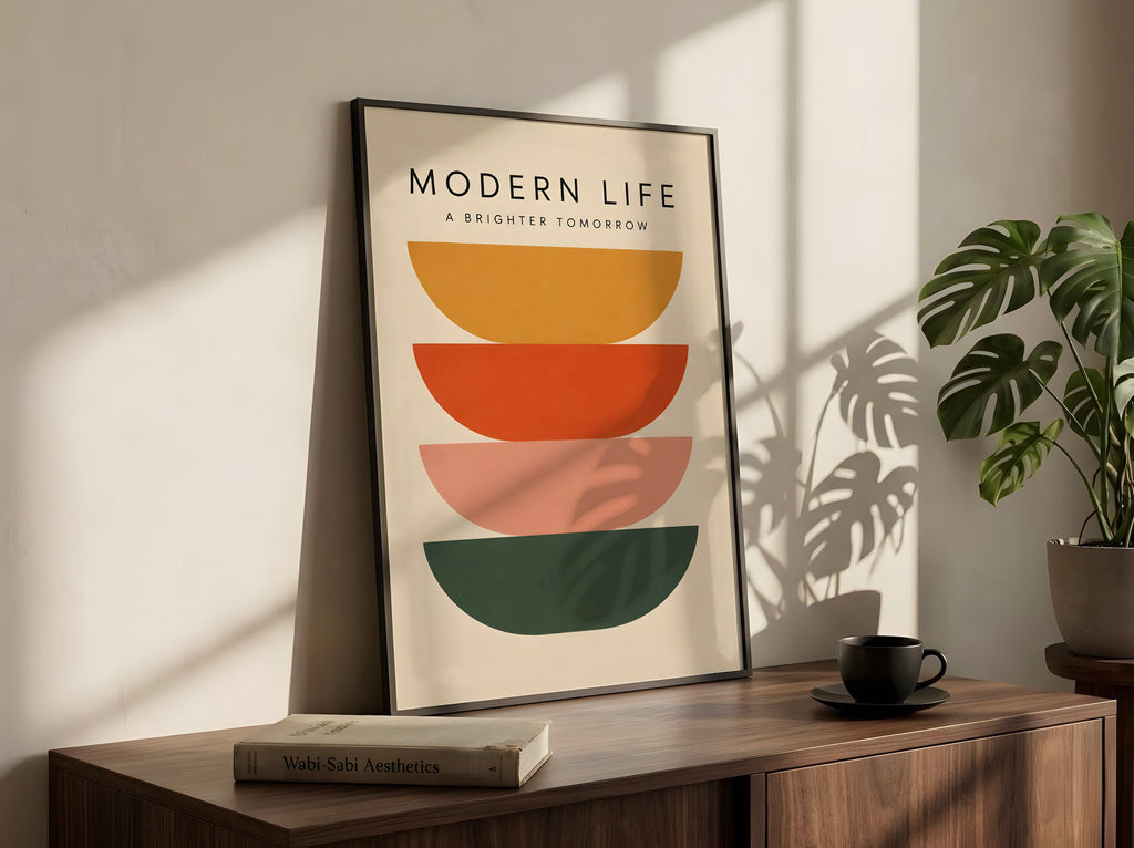 Colourful Geometric Modernist Poster, Mid Century Modern Wall Art