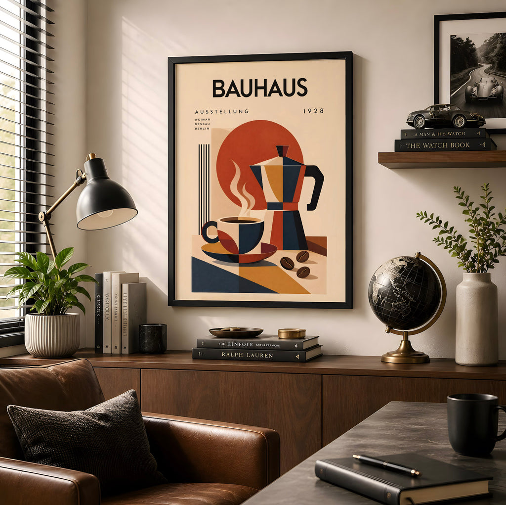 Bauhaus Coffee Station Poster, Mid-Century Modern Kitchen Art Print