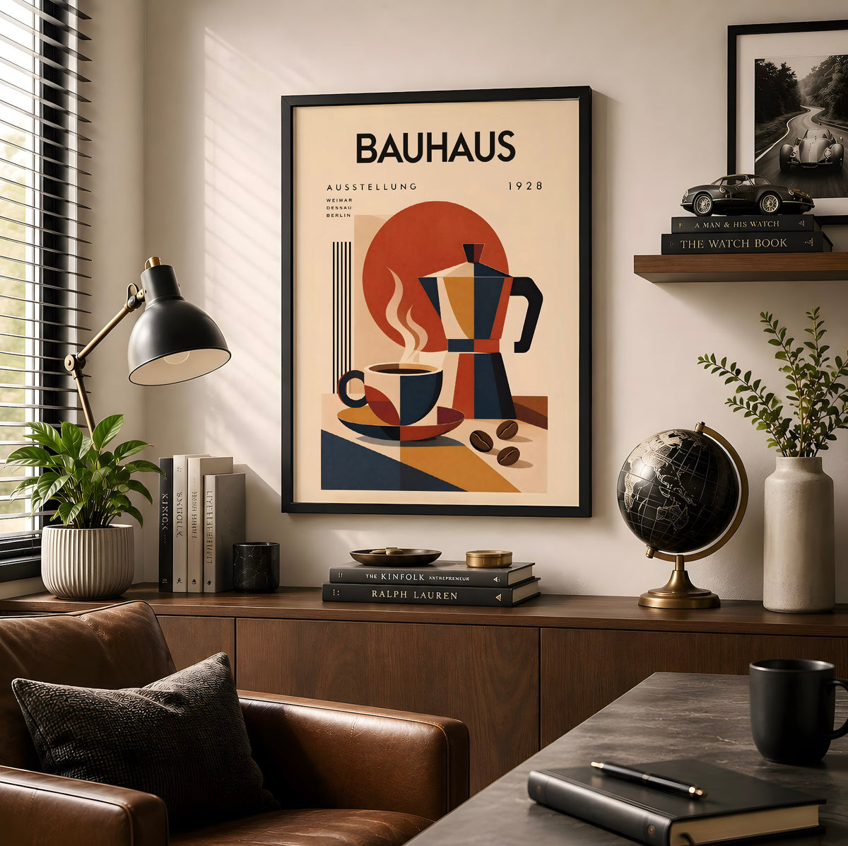 Bauhaus Coffee Poster, Mid-Century Modern Kitchen Art, Retro Coffee Bar Decor