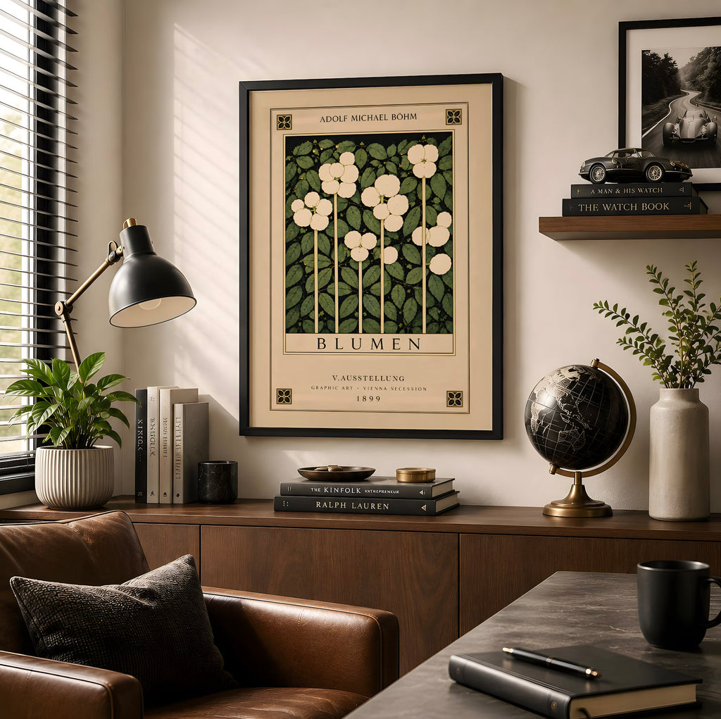 Art Nouveau Floral Wall Decor, Adolf Bohm Blumen Print, Vienna Secession Exhibition Poster