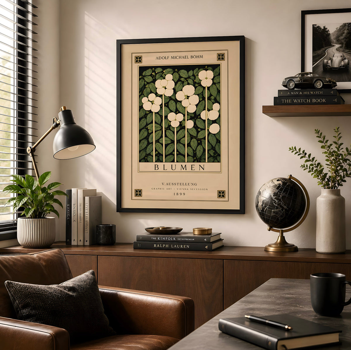 Art Nouveau Floral Wall Decor, Adolf Bohm Blumen Print, Vienna Secession Exhibition Poster