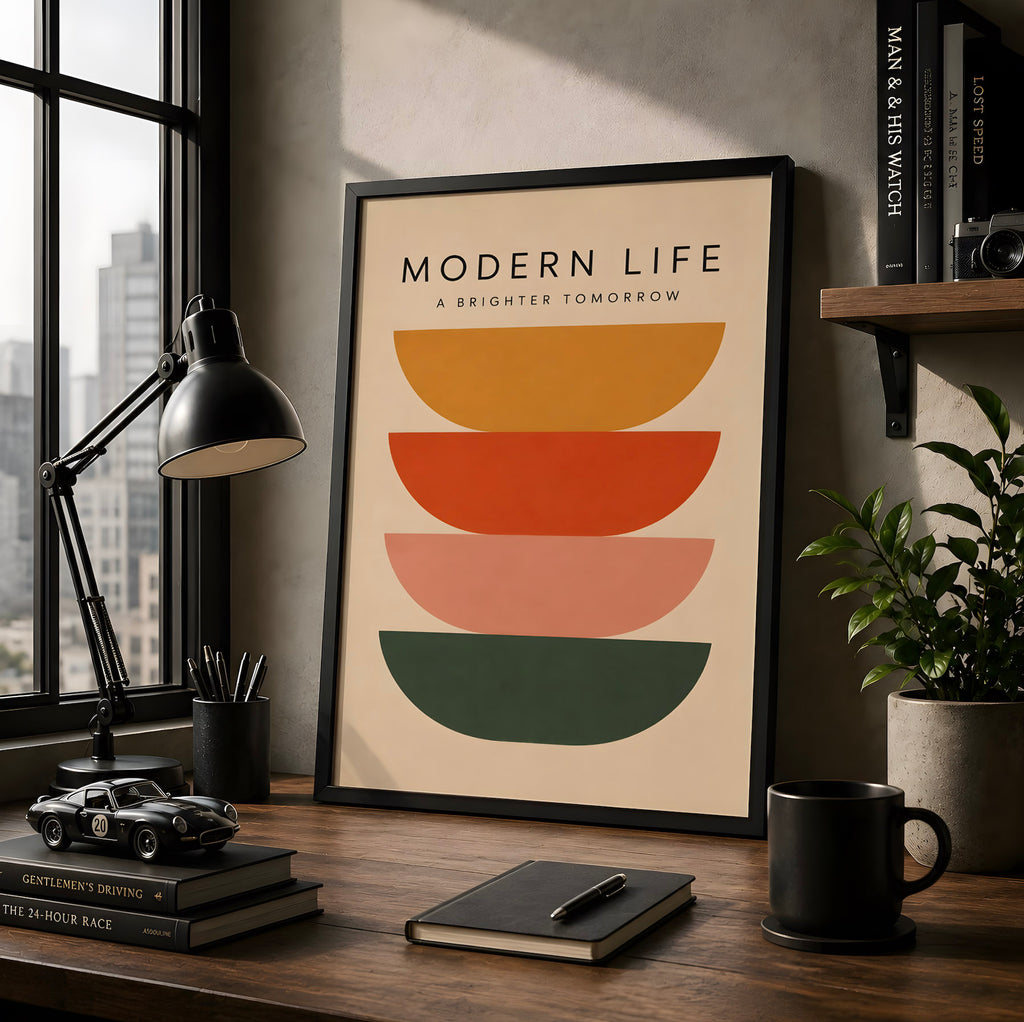 Colourful Geometric Modernist Poster, Mid Century Modern Wall Art