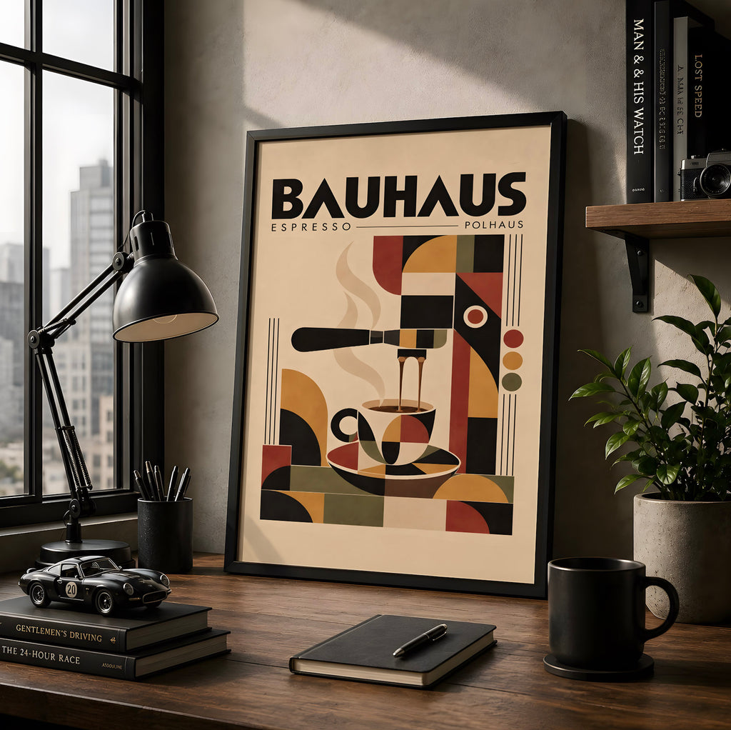 Bauhaus Abstract Art Poster, Geometric Wall Art, Mid Century Modern Print
