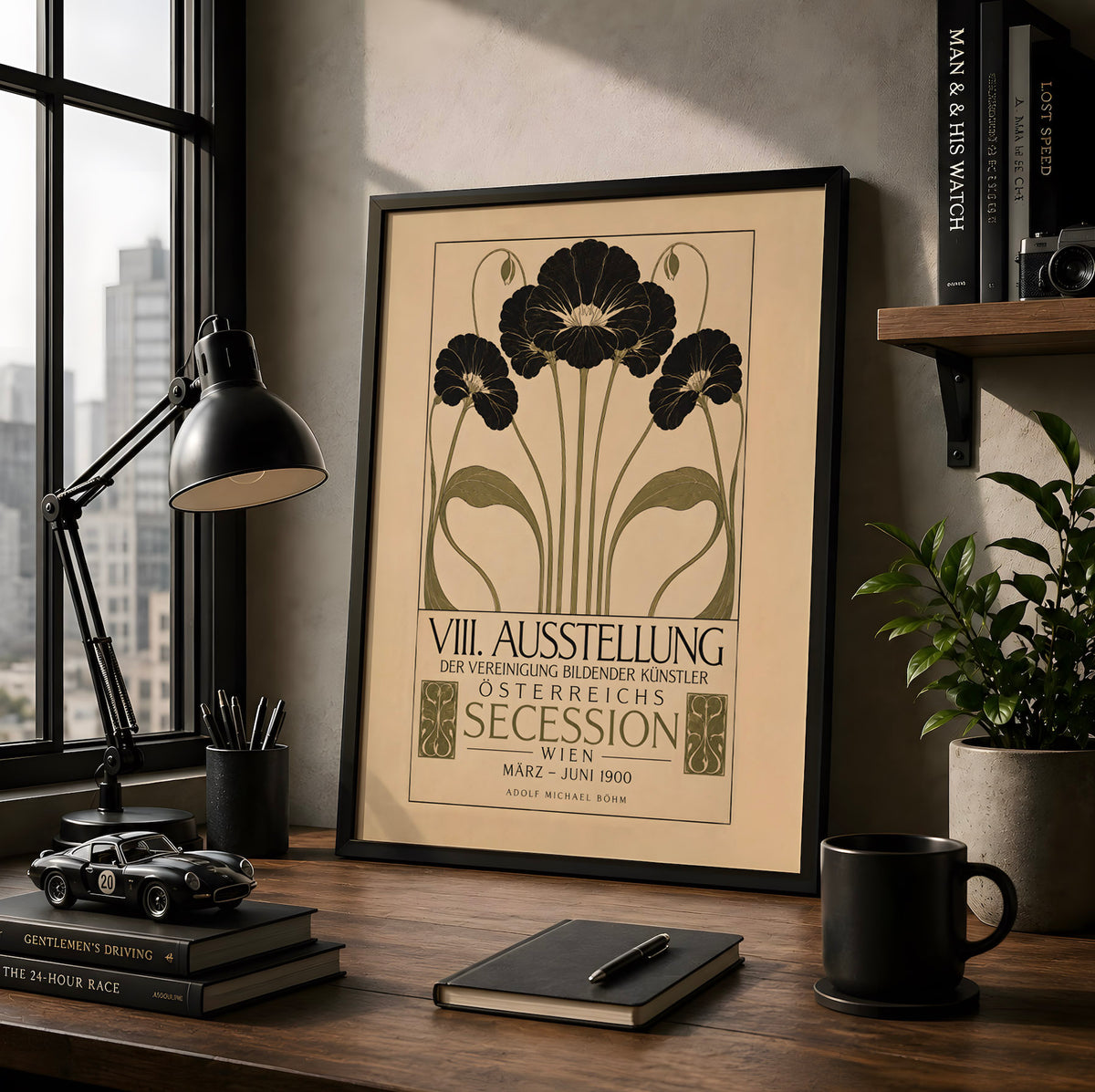 Secession Herbstzeit Exhibition Poster, Art Nouveau Floral Print, Vintage Botanical Flower Wall Art
