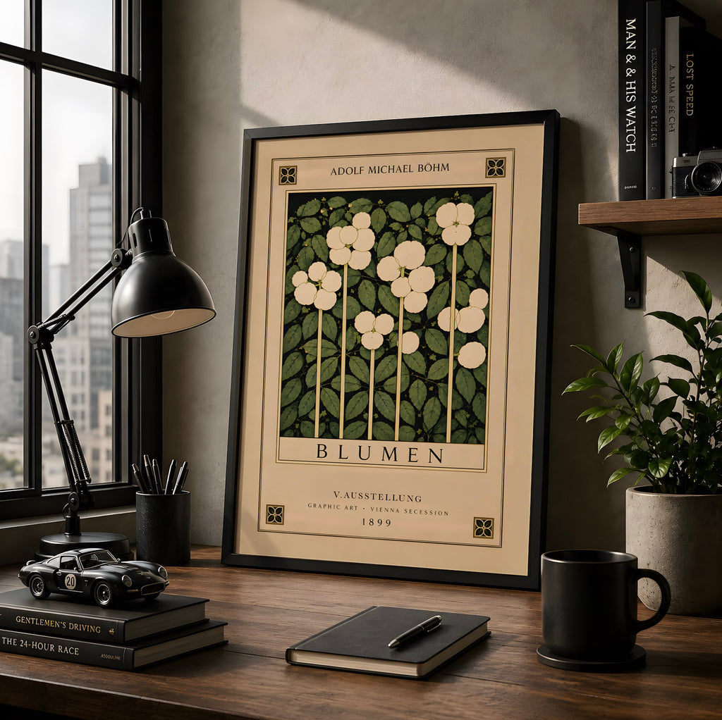 Art Nouveau Floral Wall Decor, Adolf Bohm Blumen Print, Vienna Secession Exhibition Poster