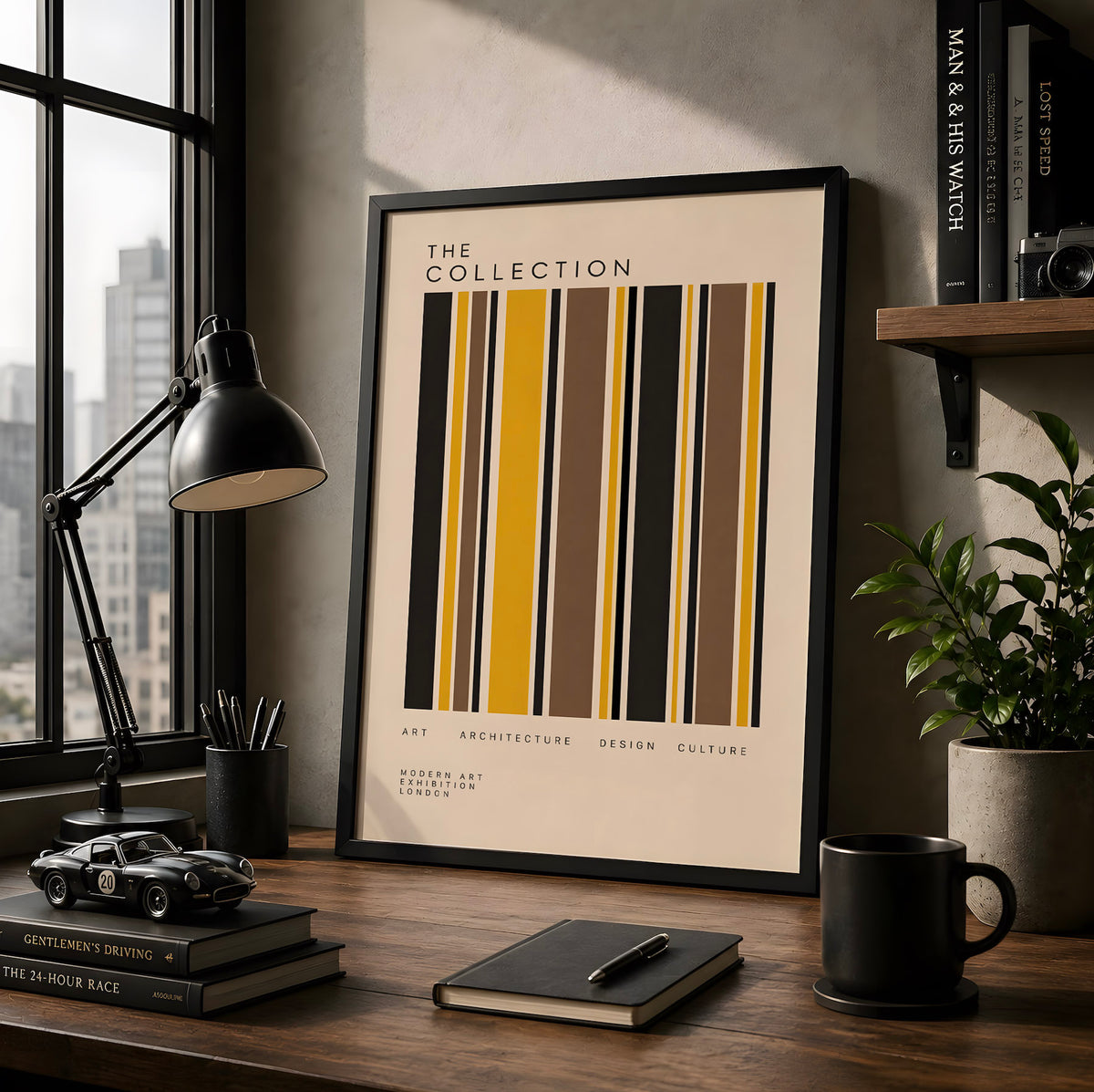Modernist Geometric Poster, Minimalist Abstract Stripe Wall Art, Mid Century Modern Art