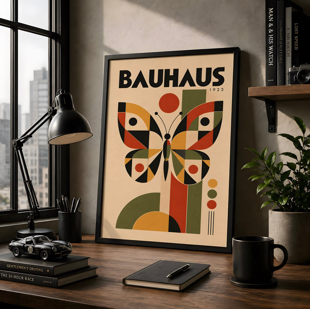 Bauhaus Butterfly Poster, Mid Century Modern Art, Retro Contemporary Art
