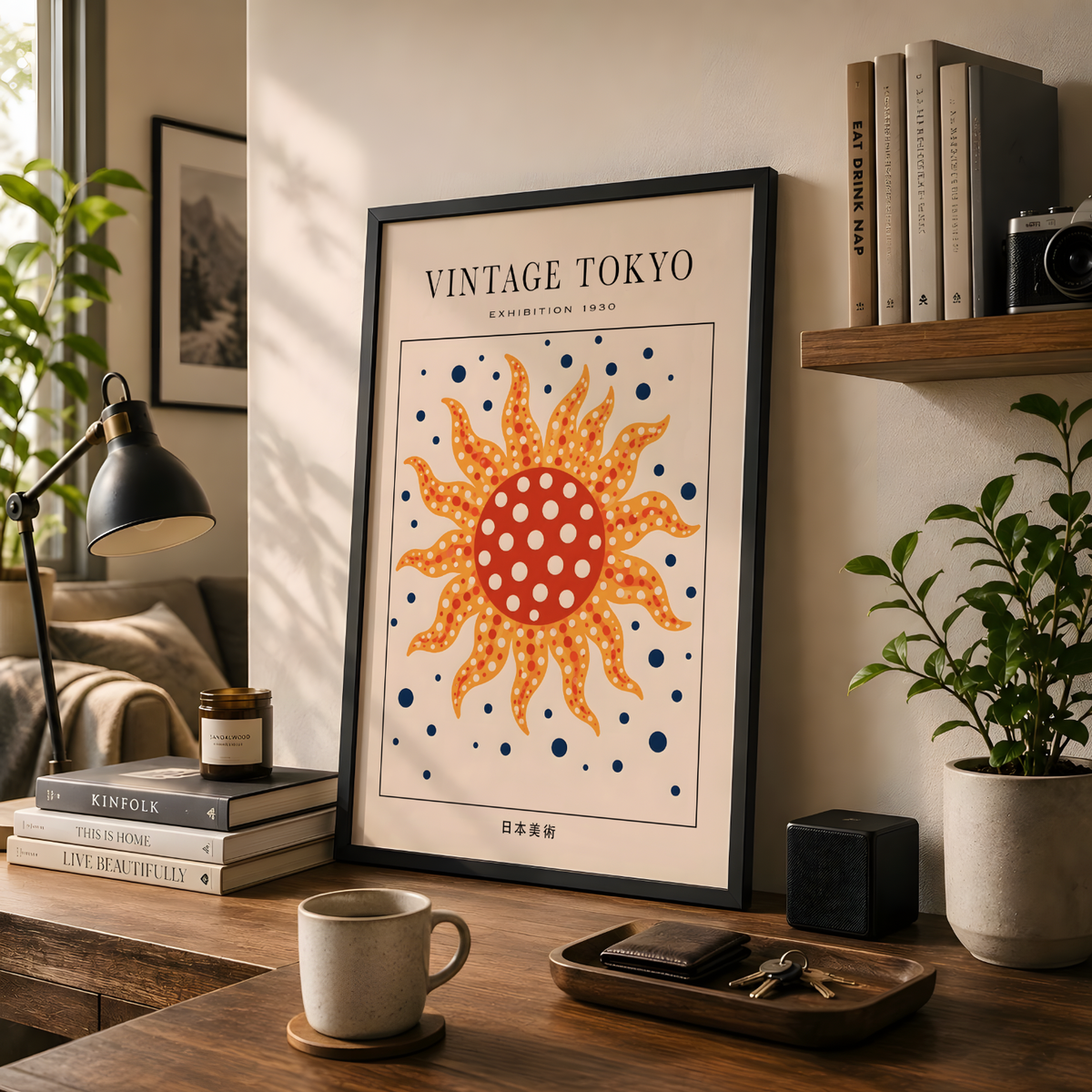 Vintage Polka Dot Tokyo Sun Poster: 1930 Exhibition Art Print