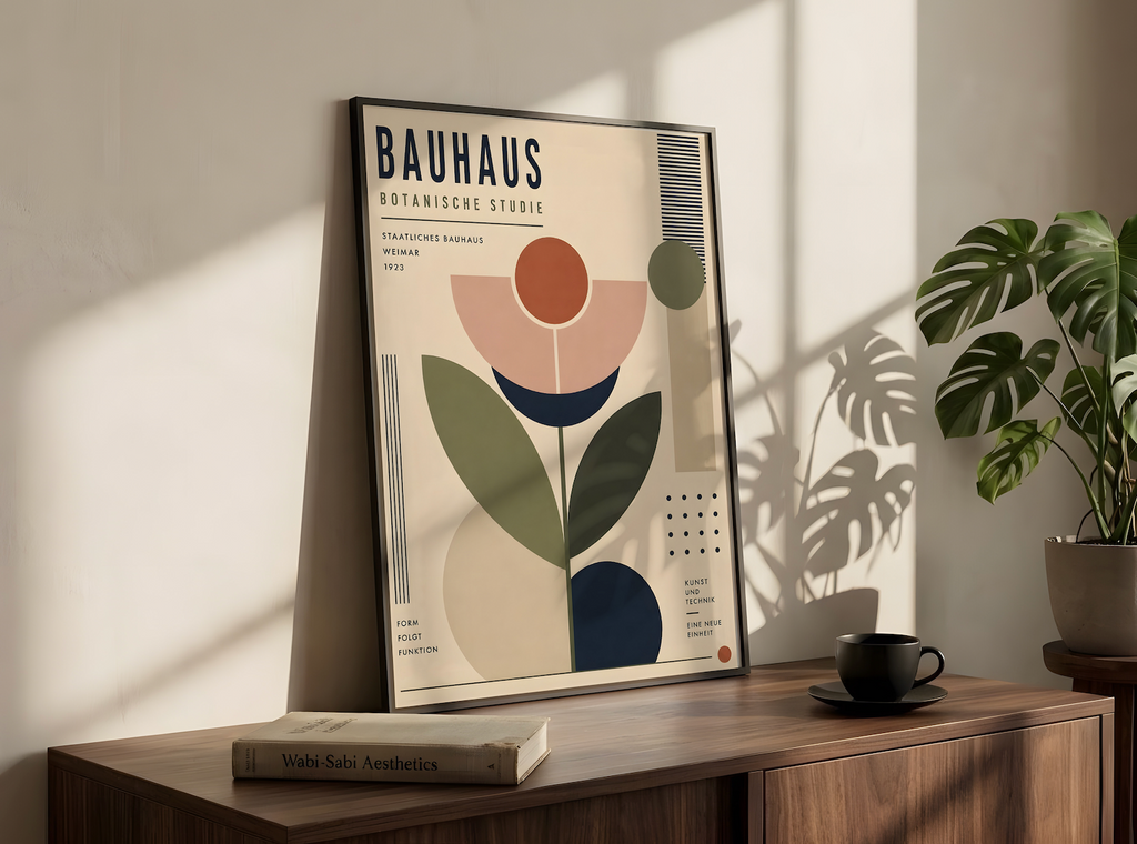 Bauhaus Botanical Art Print, Geometric Plant Wall Art, Home Decor