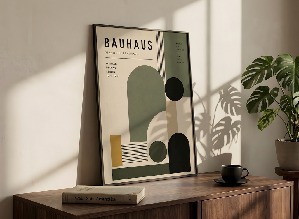 Bauhaus Geometric Wall Art, Mid Century Poster
