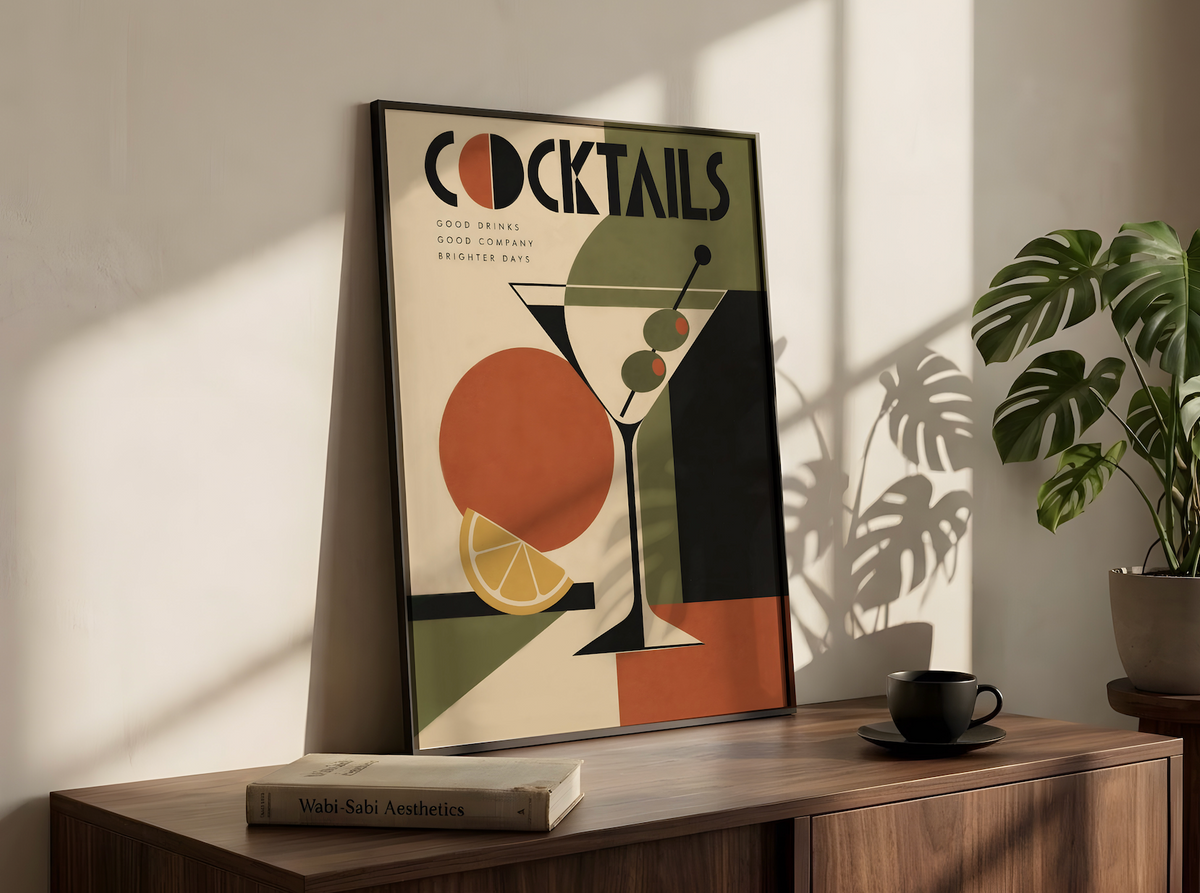 Cocktails  Print, Mid Century Modern Art, Geometrical  Poster