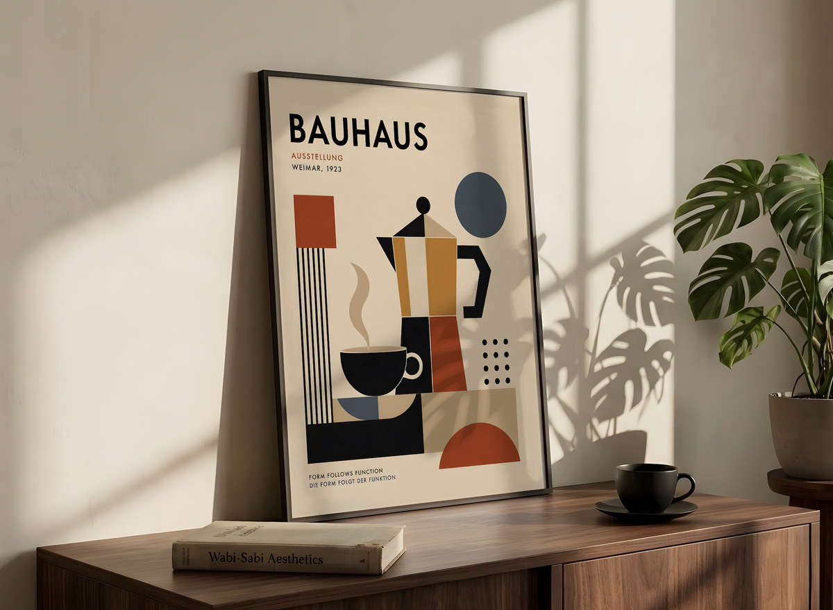 Bauhaus Coffee Station Poster, Mid-Century Modern Kitchen Art Print
