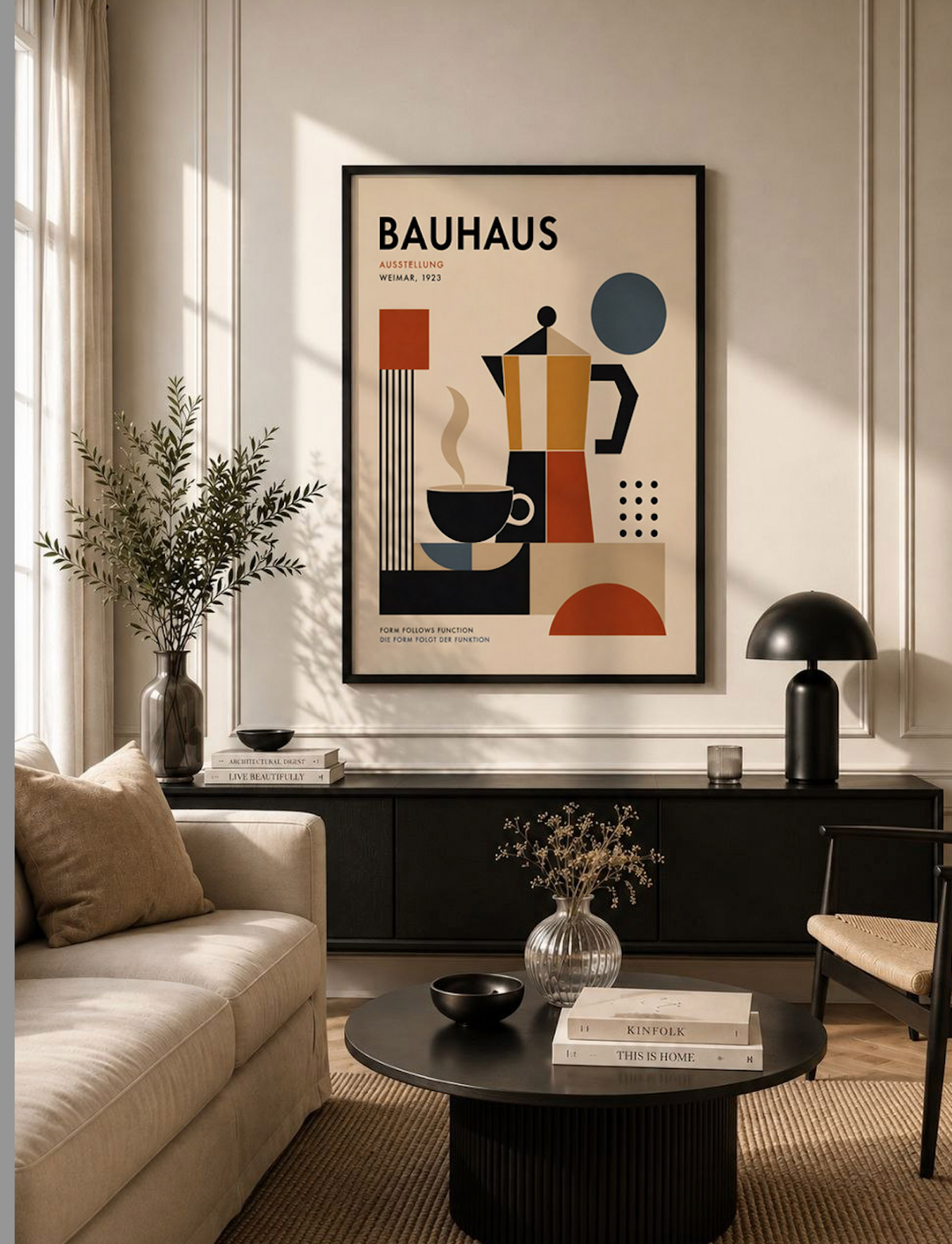 Bauhaus Coffee Station Poster, Mid-Century Modern Kitchen Art Print