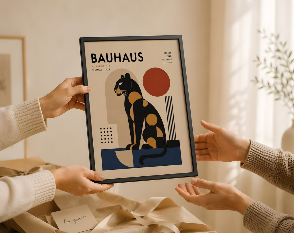 Bauhaus Panther  Poster, Geometric Mid Century Wall Art Decor