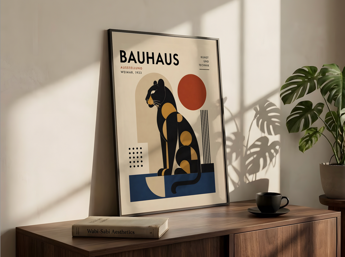 Bauhaus Panther  Poster, Geometric Mid Century Wall Art Decor
