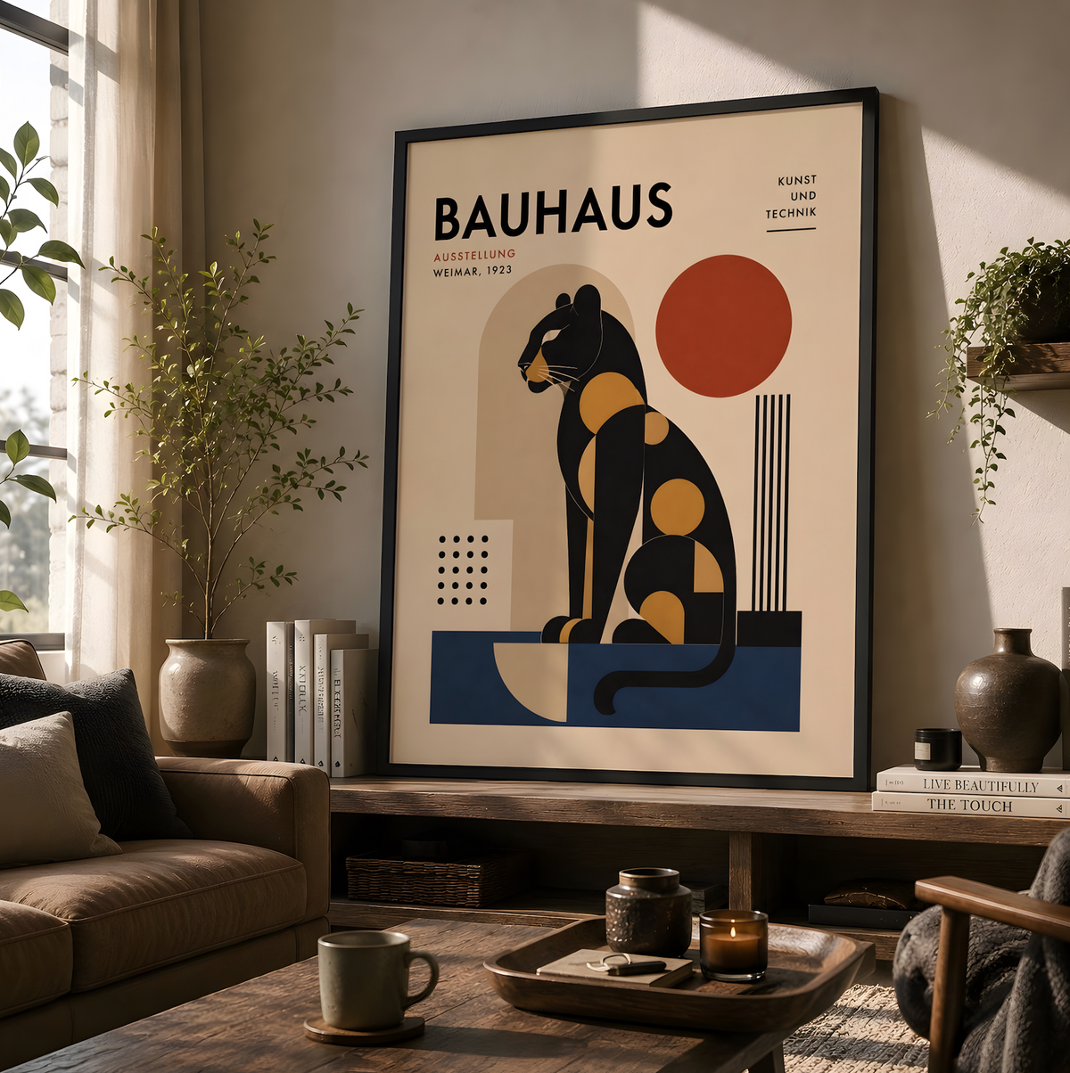 Bauhaus Panther  Poster, Geometric Mid Century Wall Art Decor