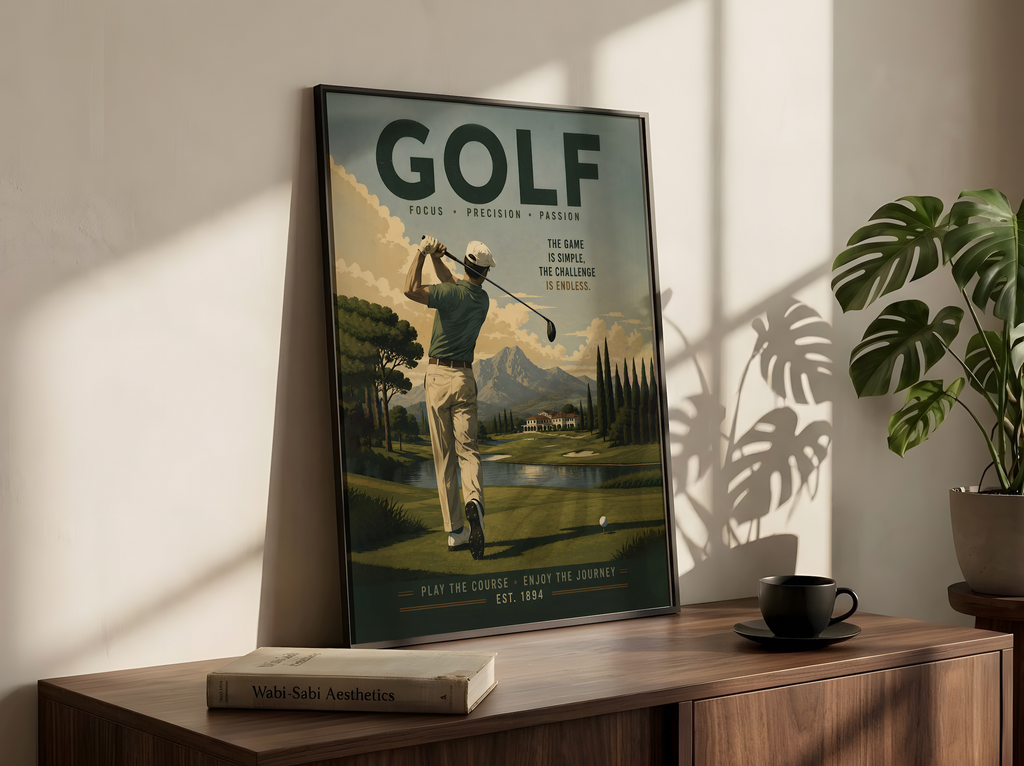 Vintage Golf Print, Focus Precision Passion